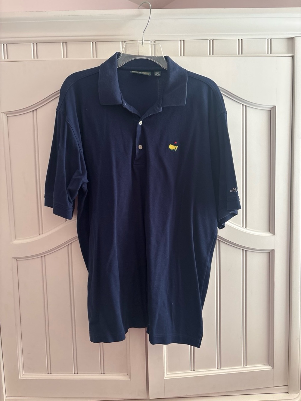 Masters Navy Polo with Yellow Embroidered Logo - Men
